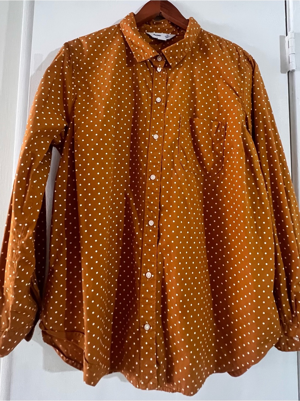 Old Navy Mustard Polka Dot Button-Down Shirt in XL - Picture 4 of 6